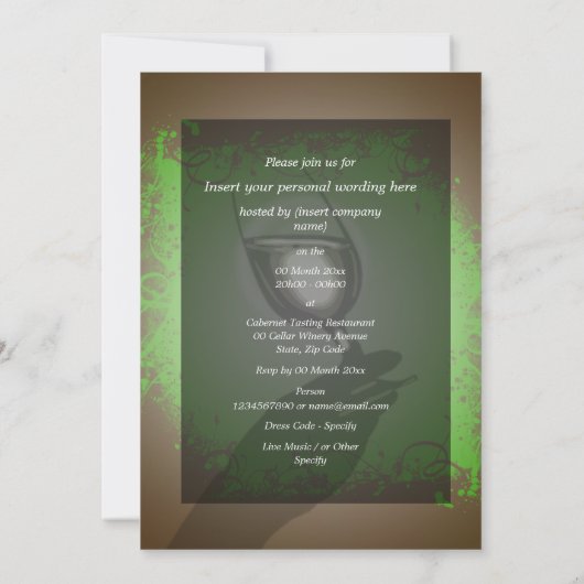 Wijnproefkoppeling ~ elegant 5 x 7 kaart (Achterkant)