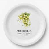 Wijnproeven met witte druiven papieren bordje (Voorkant)