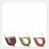 Wijnproeverij - 3 glazen wijn vierkante sticker (Voorkant)