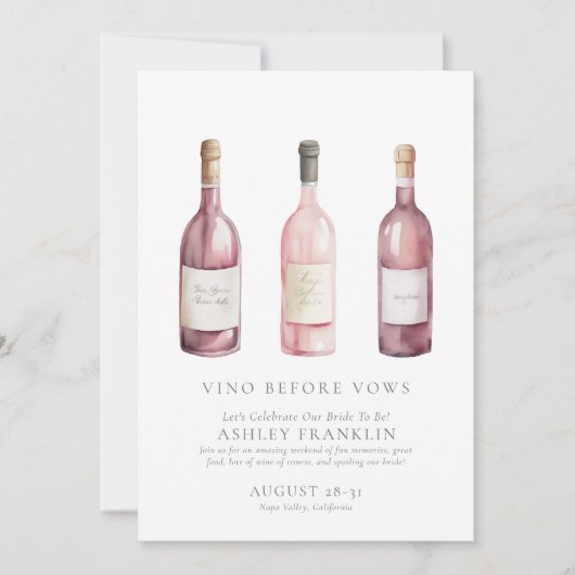 Wijnproeverij Bachelorette Party Kaart (Voorkant)