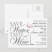 Wijnproeverij Bachelorette Party Uitnodiging ontwe Briefkaart (Voorkant / Achterkant)