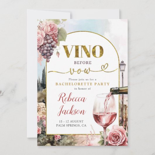 Wijnproeverij Bachelorette Party Weekend Route Kaart (Voorkant)