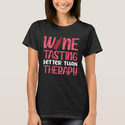 Wijnproeverij beter dan therapie t-shirt (Voorkant)