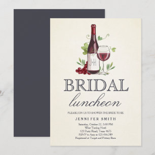 Wijnproeverij Bridal Luncheon nodigen Rustic Winer Kaart