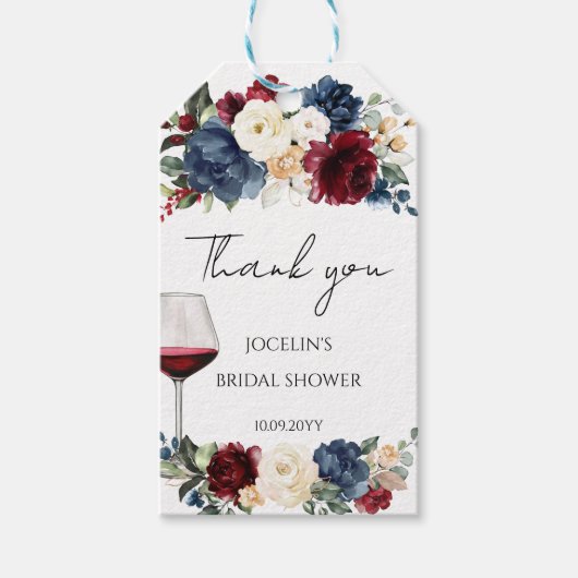 Wijnproeverij Bruidsfeest Bedankjes Gift Tags Cadeaulabel (Voorkant)