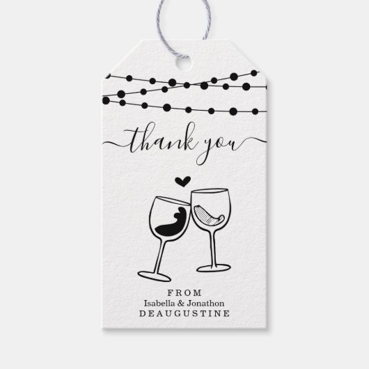 Wijnproeverij bruiloft Dank u - Rustic Kraft Cadeaulabel (Voorkant)