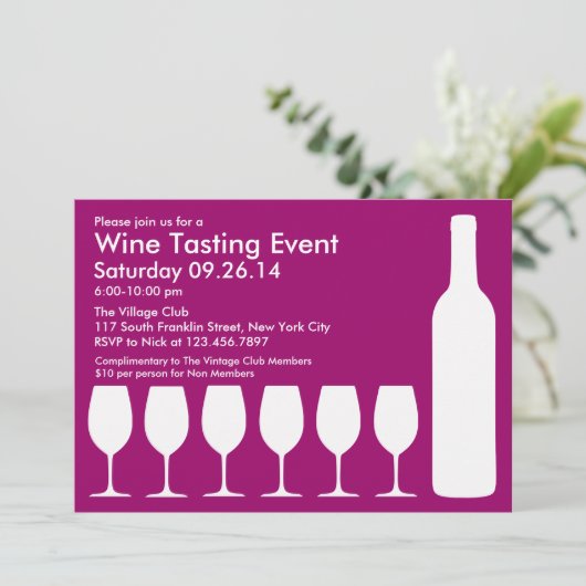 Wijnproeverij Evenement Flat Invitation Kaart (Staand voorkant)