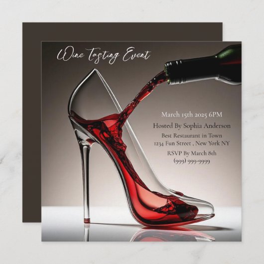 Wijnproeverij Event-Stiletto met wijn Kaart (Voorkant / Achterkant)