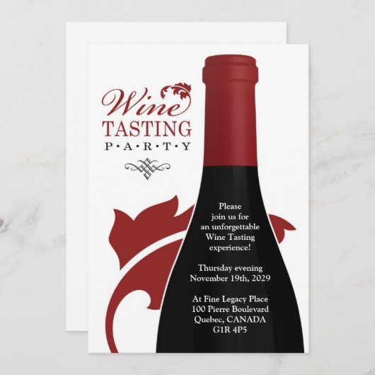 Wijnproeverij Flatuitnodiging Kaart (Voorkant / Achterkant)