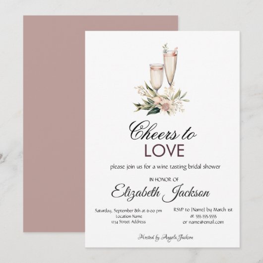 Wijnproeverij Florale Bruidsmeisjes Bruiloft Uitno Kaart (Voorkant / Achterkant)