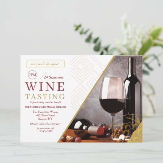 Wijnproeverij Fondsenwerving Uitnodigingen (Staand voorkant)