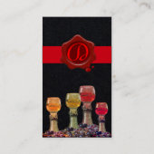 WIJNPROEVERIJ GLAZEN, RODE WAX SEAL MONOGRAM Zwart Visitekaartje (Achterkant)