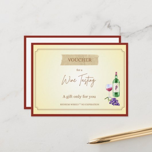 'Wijnproeverij' Grappige Cadeaubon Briefkaart (Voorkant / Achterkant in situ)