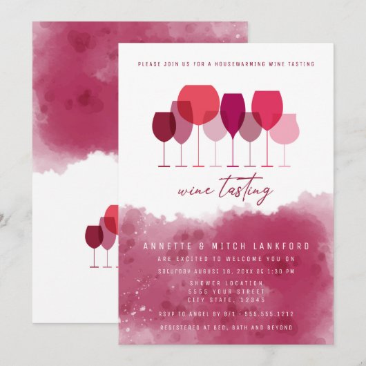 Wijnproeverij, Housewarming Kaart (Voorkant / Achterkant)