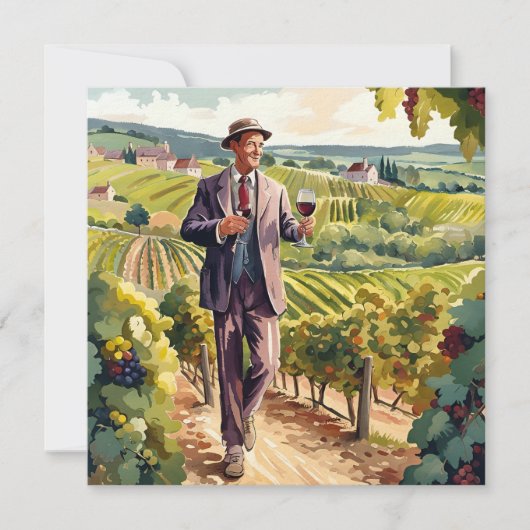 Wijnproeverij in Bourgogne Feestdagenkaart (Voorkant)