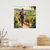 Wijnproeverij in Bourgogne Print (Keuken)