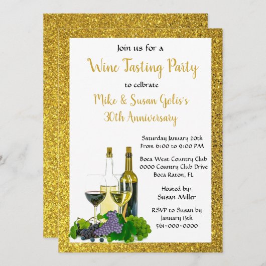 Wijnproeverij Jubileumfeest  Kaart (Voorkant / Achterkant)