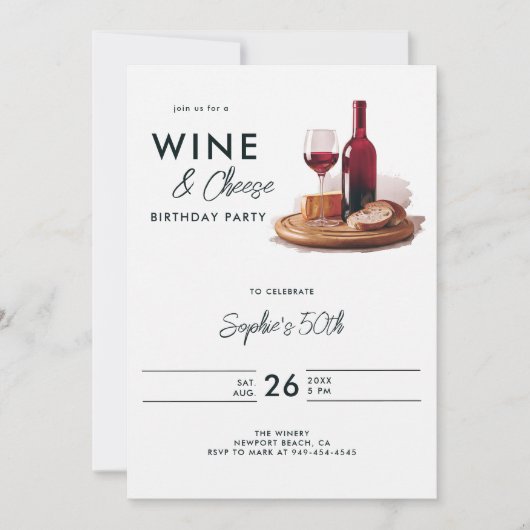 Wijnproeverij Kaaswijnmakerij Modern 50ste verjaar Kaart (Voorkant)