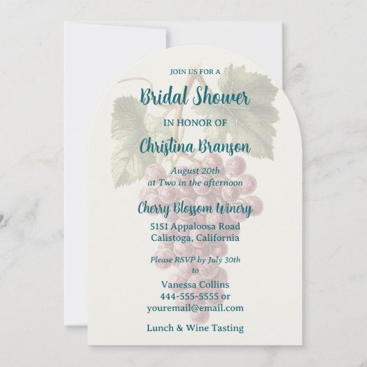 Wijnproeverij Luncheon Bruids Douche Uitnodiging (Voorkant)