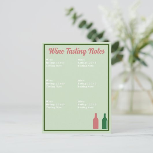 Wijnproeverij Notitiekaart Briefkaart (Staand voorkant)