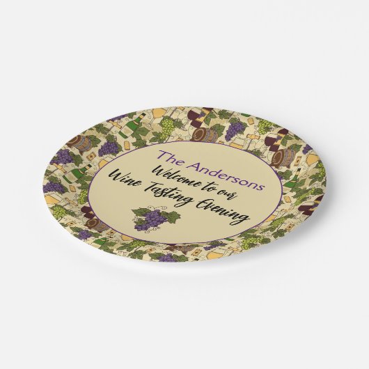 wijnproeverij partij aangepaste naam papieren bordje (Gekanteld)