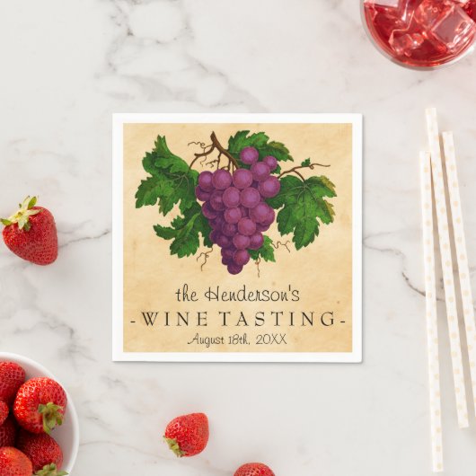 Wijnproeverij partij  druiven gepersonaliseerd servetten (Insitu)