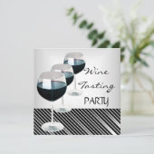Wijnproeverij Party Drinken Glazen Zwart Wit 3 Kaart (Staand voorkant)