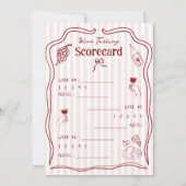 Wijnproeverij Scorekaart Handgetekende Beoordeling Kaart (Achterkant)