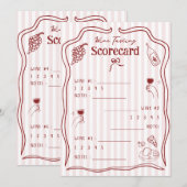 Wijnproeverij Scorekaart Handgetekende Beoordeling Kaart (Voorkant / Achterkant)