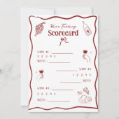 Wijnproeverij Scorekaart Handgetekende Scoreblad Kaart (Voorkant)