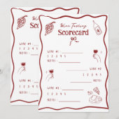 Wijnproeverij Scorekaart Handgetekende Scoreblad Kaart (Voorkant / Achterkant)