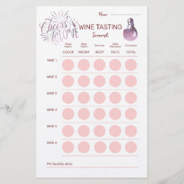 Wijnproeverij Scorekaart 'Proost Op De Liefde' Briefpapier