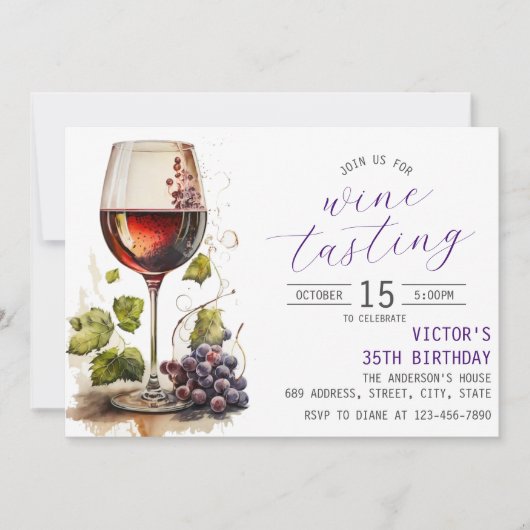 Wijnproeverij Uitnodiging Verjaardag (Voorkant)