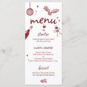 Wijnproeverij Vakantie Kerstfeest Handgetekend Menu (Voorkant)