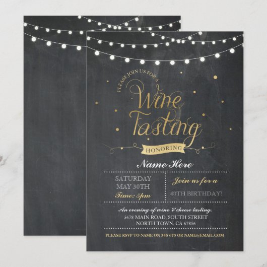 Wijnproeverij Verjaardagsfeest Krijt ELKE LEEFTIJD Kaart (Voorkant / Achterkant)