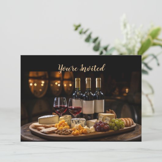 Wijnproeverij Verjaardagsfeest Nodig Wijnfles uit Kaart (Staand voorkant)