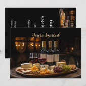 Wijnproeverij Verjaardagsfeest Nodig Wijnfles uit Kaart (Voorkant / Achterkant)