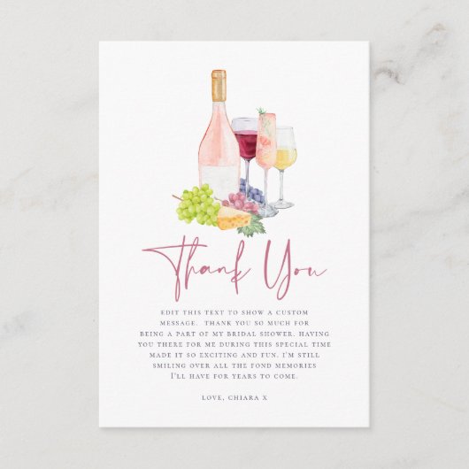 Wijnproeverij voor de bruiloft "Vino Before Vows" Bedankkaart (Voorkant)