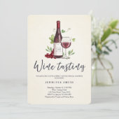 Wijnproeverij Vrijgezellenfeest nodigen Rustic Win Kaart (Staand voorkant)