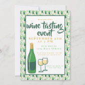Wijnproeverij wijnfles glazen bloemen kaart (Voorkant)