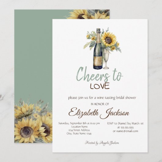 Wijnproeverij  Zonnebloemen Vrijgezellenfeest Kaart (Voorkant / Achterkant)