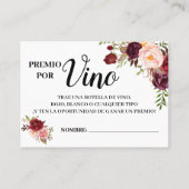 Wijnraffenkaartje engelse spaanse douchekaart plaatskaartje (Achterkant)