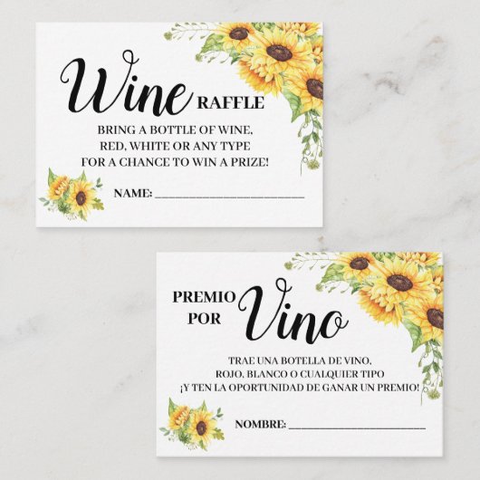 Wijnraffenkaartje engelse spaanse douchekaart plaatskaartje (Voorkant / Achterkant)