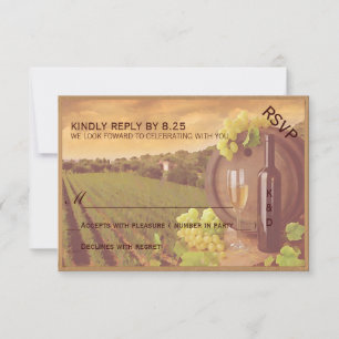 Wijnranken Zonsondergang Trouwfeest RSVP in Retro  Kaartje