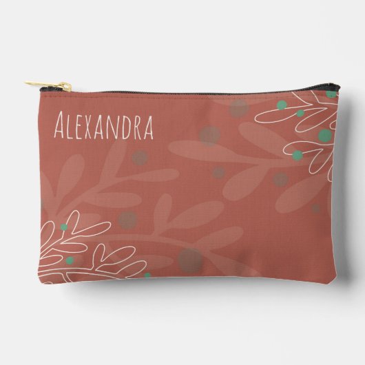 Wijnrode abstracte bloemnaamtekst etui (Voorkant)