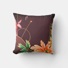 Wijnrode artistieke bloemendesigner abstract kussen