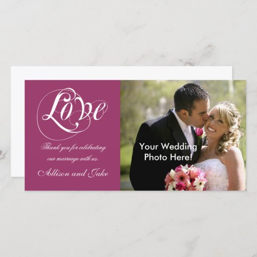 Wijnrode bruiloft Bedankt Fotokaart Sjabloon (Voorkant / Achterkant)