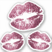 Wijnrode glitter lippen - Kiss-Cut Sticker (Voorkant)