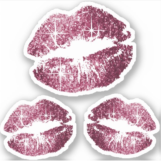 Wijnrode glitter lippen - Kiss-Cut Sticker (Voorkant)