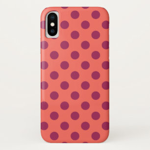 Wijnrode stippen en levende koraalpolka Case-Mate iPhone case